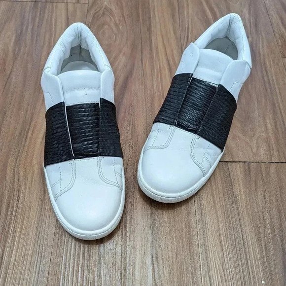 Vince Size 5M  Vista Lace Less Lizard Embossed Leather Slip-on Sneakers White - Picture 2 of 12